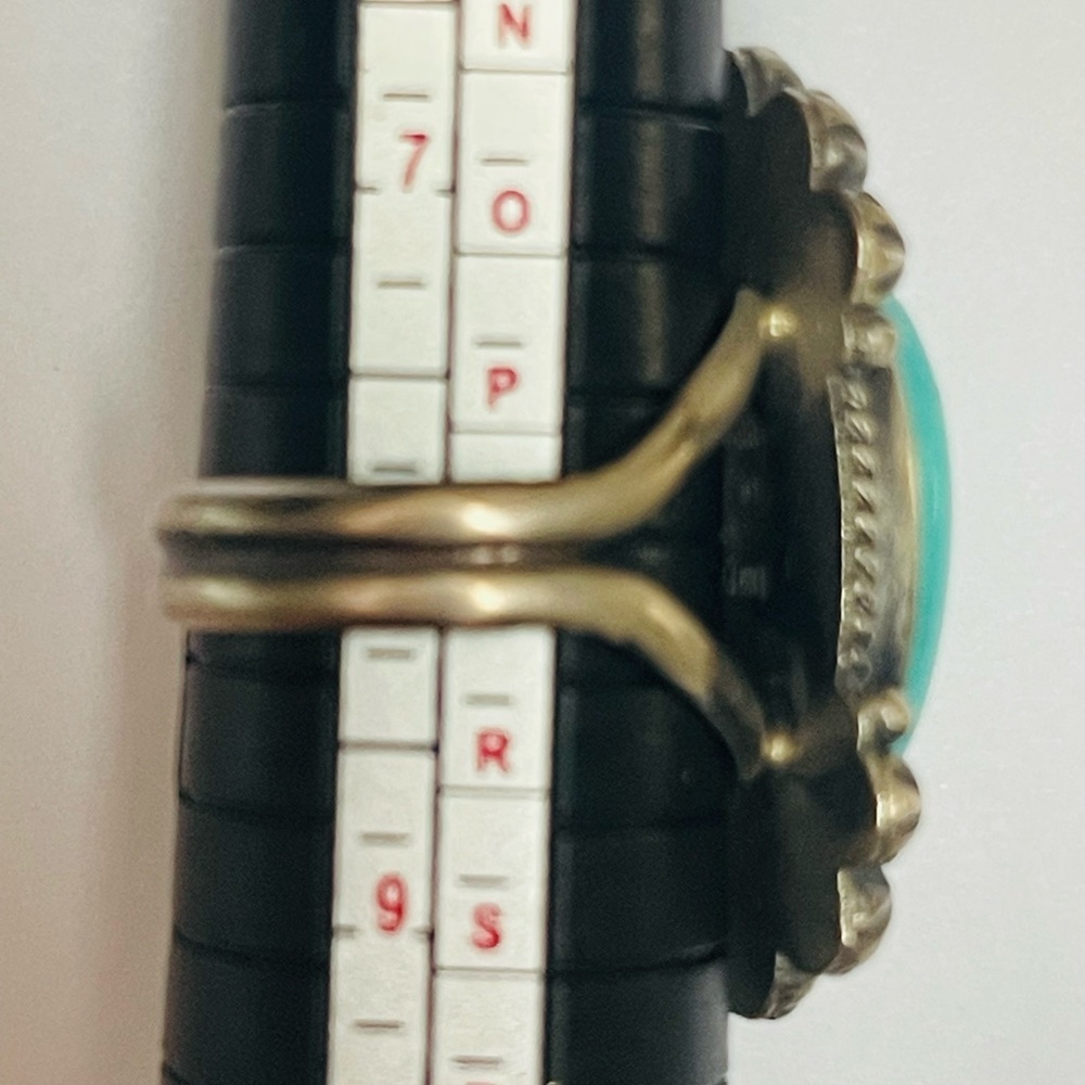 Native American Navajo Michael Calladitto Sterling Silver Blue Turquoise Ring 8 - Picture 4 of 6